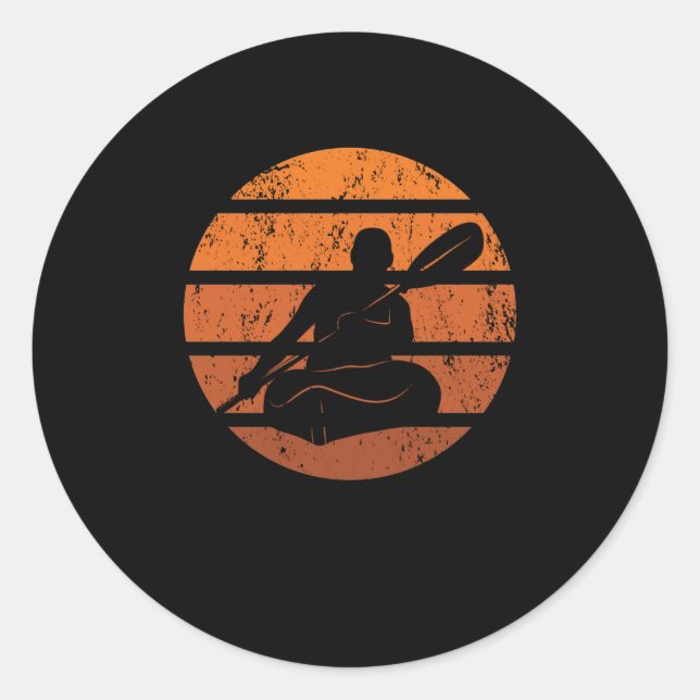 Vintager Kanufahrer Retrosport Kajak Runder Aufkleber (Vorderseite)