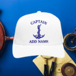 Vintager Kapitän des Ankerstaates Truckerkappe<br><div class="desc">Vintager Nautical Anchor Rope Captain Name Design für Boat Lovers.</div>