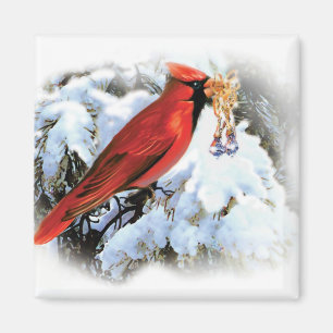 Vintager Kardinal im Wintermagnet Magnet