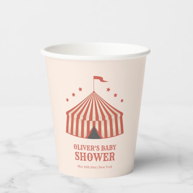 Vintager Karneval Circus Big Top Baby Dusche Pappbecher (Vorderseite)