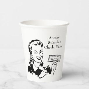Vintager Karo zur Konjunkturbelebung durch den Sta Pappbecher