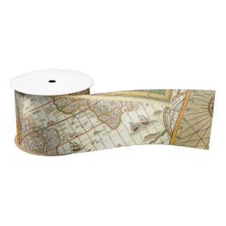 Vintager Karten-Druck Satinband
