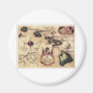 Vintager Kartendruck der hawaiischen Inseln Magnet