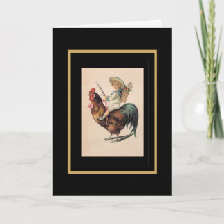 Vintager Kartenjunge auf Rooster Karte