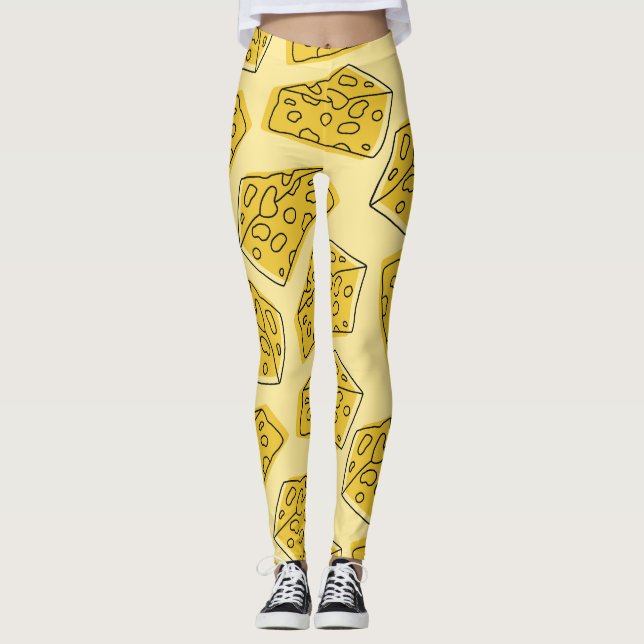 Vintager Käse Gelber Hintergrund Nahtlos Leggings (Vorderseite)