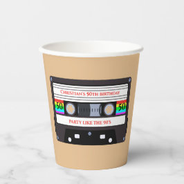 Vintager KassettenGeburtstag Pappbecher