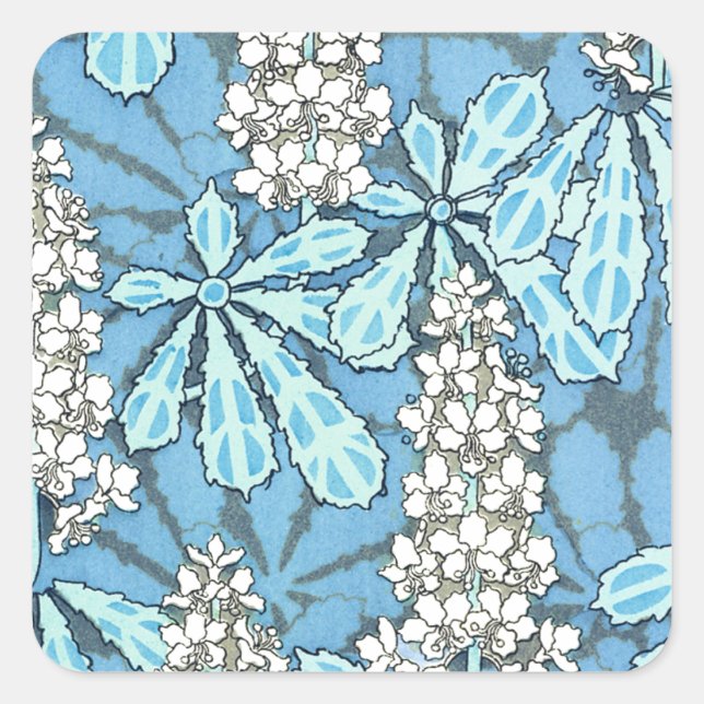 Vintager Kastanienbaum Quadratischer Aufkleber (Vorderseite)