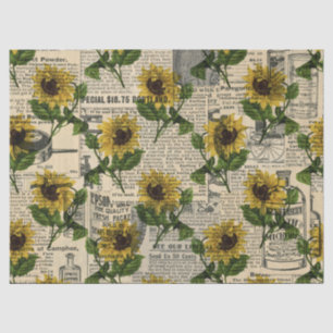 Vintager Katalog und Sonnenblumendekor Seidenpapier