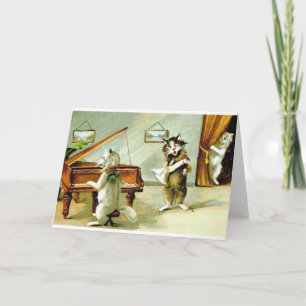 Vintager Katzen-Klavier-Erwägungsgrund und Karte