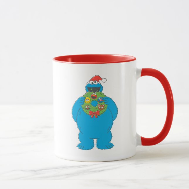 Vintager Keksmonster Weihnachtskranz Tasse (Rechts)