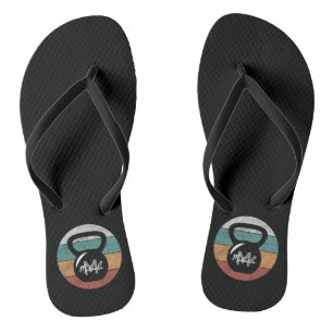 Vintager kettlebell benutzerdefinierter Monogrammn Flip Flops