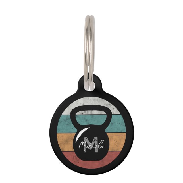 Vintager kettlebell benutzerdefinierter Monogrammn Haustiermarke (Vorderseite)