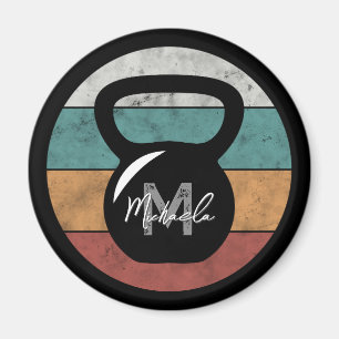 Vintager kettlebell benutzerdefinierter Monogrammn Magnet