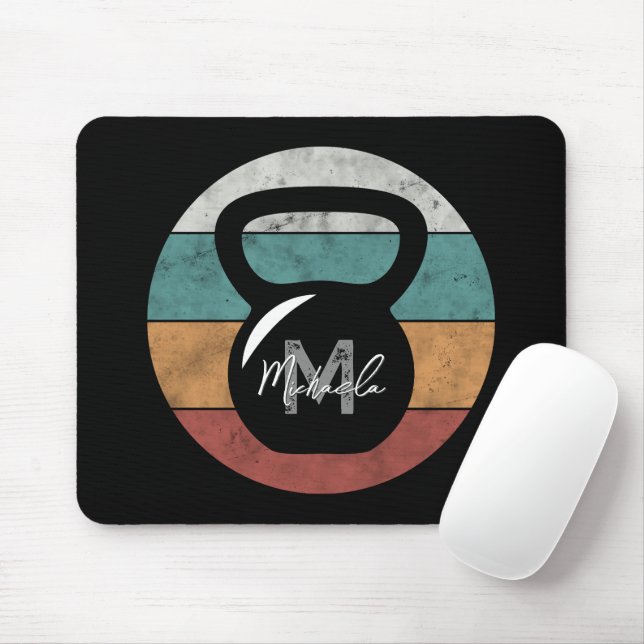 Vintager kettlebell benutzerdefinierter Monogrammn Mousepad (Mit Mouse)