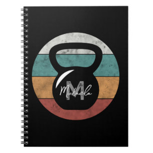 Vintager kettlebell benutzerdefinierter Monogrammn Notizblock