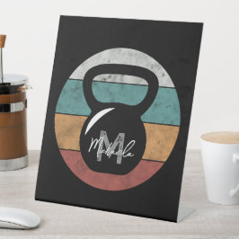 Vintager kettlebell benutzerdefinierter Monogrammn Sockelschild