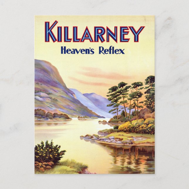 Vintager Killarney Ireland Heaven's Reflex Travel Postkarte (Vorderseite)