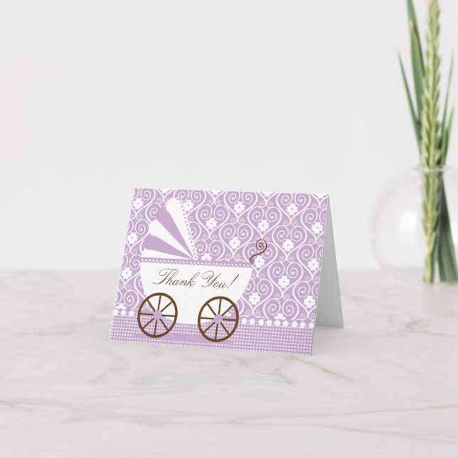 Vintager Kinderwagen danken Ihnen Anmerkungs-Karte Dankeskarte (Vorderseite)