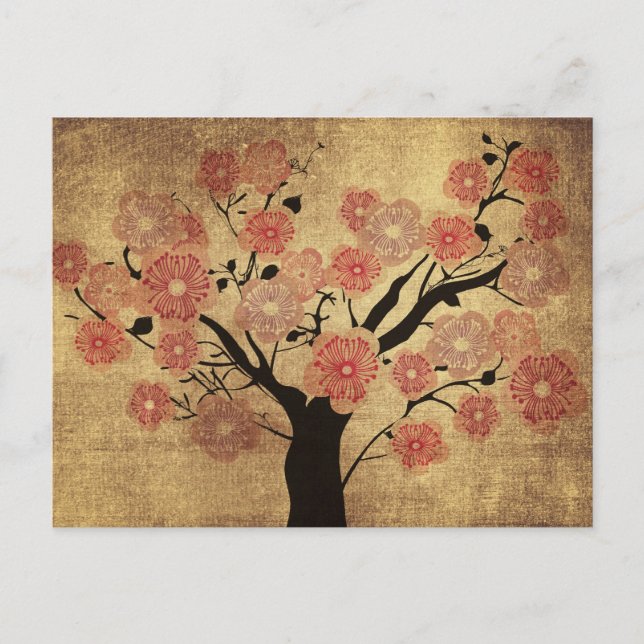 Vintager Kirschbaum Postkarte (Vorderseite)