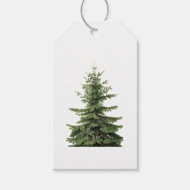 Vintager Klassiker Evergreen Weihnachtsbaum Geschenkanhänger (Vorderseite)