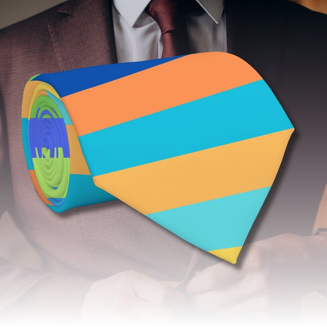 Vintager klassischer Blaue- und Orangenband-Regenb Krawatte (Von Creator hochgeladen)