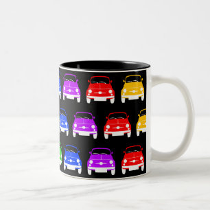 Vintager klassischer Fiat 500 Regenbogen Zweifarbige Tasse
