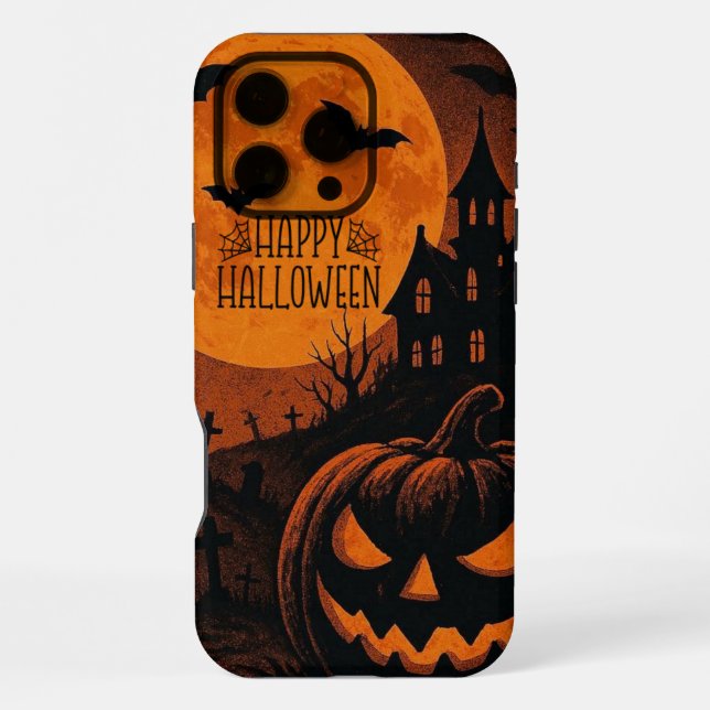 Vintager, klassischer Halloween-Kürbis iPhone Hülle (Rückseite)