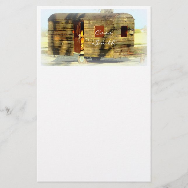 Vintager, klassischer, verwitterter Holzwagen Briefpapier (Vorderseite)