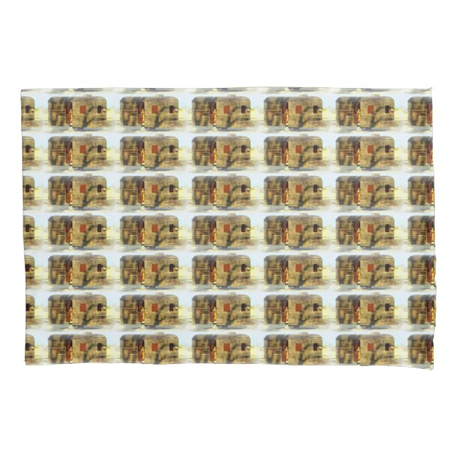 Vintager, klassischer, verwitterter Holzwagen Kissenbezug (Vorderseite)