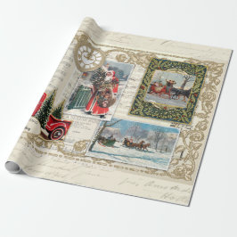 Vintager Klassischer Weihnachtsmann Roter Lkw Schl Geschenkpapier