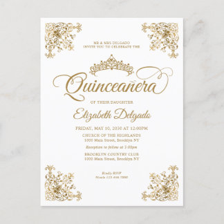 Vintager klassischer Weißgoldrahmen Tiara Quincean Postkarte