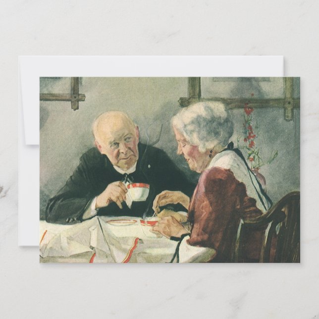 Vintager Klerus, Kaffee oder Tee mit Priester Einladung (Vorderseite)