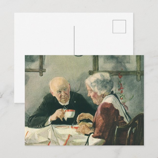 Vintager Klerus, Kaffee oder Tee mit Priester Postkarte (Vorne/Hinten)