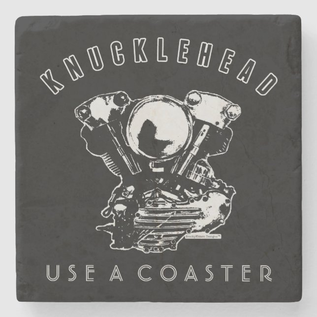 Vintager Knucklehead-Motorrad-Motor Steinuntersetzer (Vorderseite)