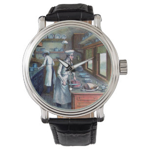 Vintager Koch - Koch-Illustration-Handgelenküberwa Armbanduhr