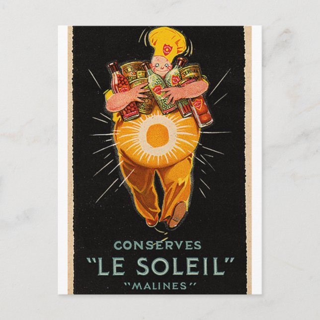 Vintager Koch "Le Soleil" Postkarte (Vorderseite)