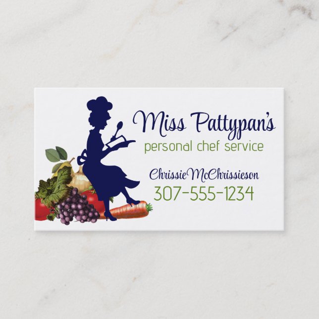 Vintager Koch Silhouette Backen Kochbiokarten Visitenkarte (Vorderseite)