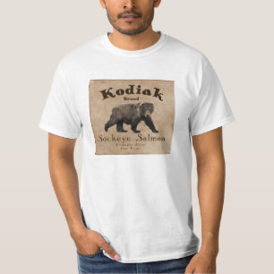 Vintager Kodiak-Lachs-Aufkleber T-Shirt