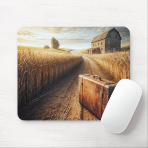Vintager Koffer auf der Landstraße Mousepad