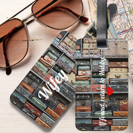 Vintager Koffer Wifey Wanderlust Funny Gepäckanhänger