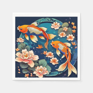 Vintager Koi-Fisch auf Indigo Serviette