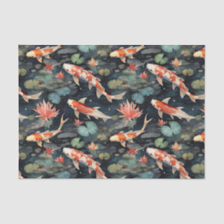 Vintager Koi Fish Floral Pond Decoupage Seidenpapier