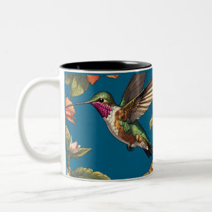 Vintager Kolibri in Frühlingsblüten Zweifarbige Tasse