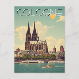 Vintager Kölner Dom Deutschland Reisen Postkarte