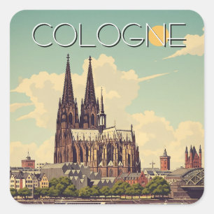 Vintager Kölner Dom Deutschland Reisen Quadratischer Aufkleber
