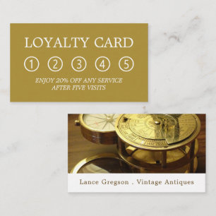 Vintager Kompass, Antiquitätengeschäft Treuekarte