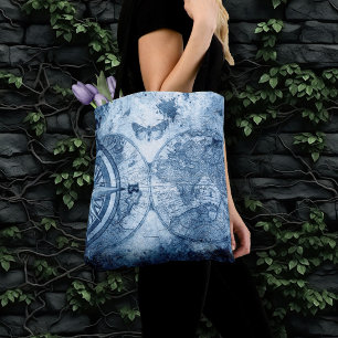 Vintager Kompass Blue Grunge Seekarte