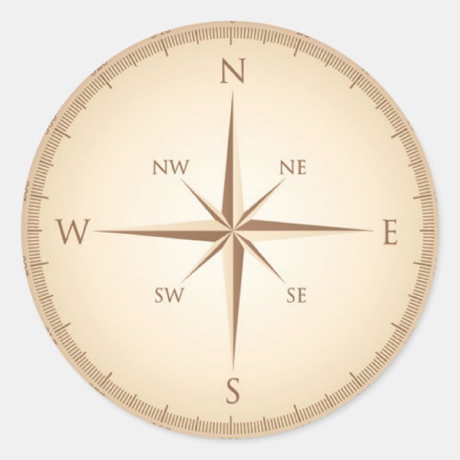 Vintager Kompass Runder Aufkleber (Vorderseite)