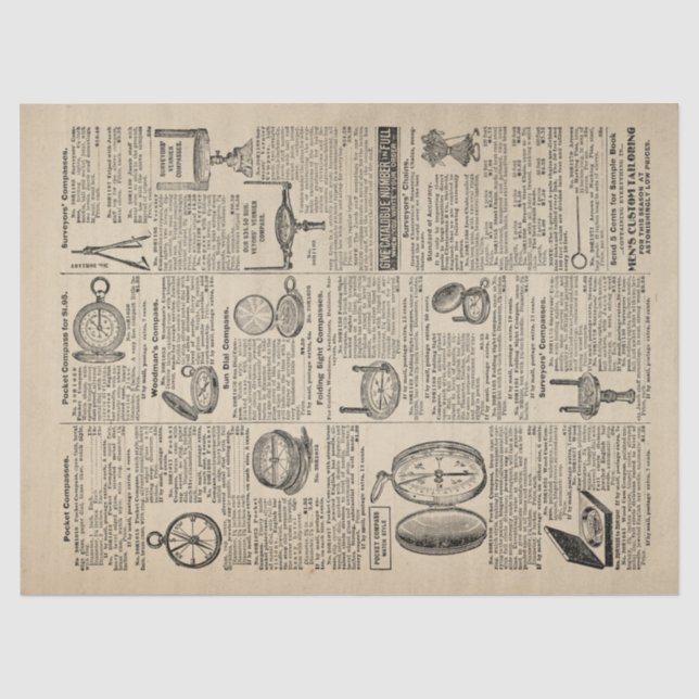 Vintager Kompasskatalog Seidenpapier (Vorderseite)