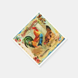 Vintager königlicher Hahn Kaliforniens Serviette